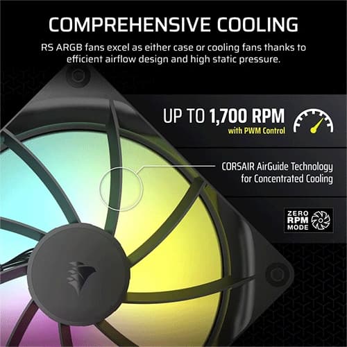 Corsair RS140 ARGB 140mm PWM Cabinet Fan, Dual Pack